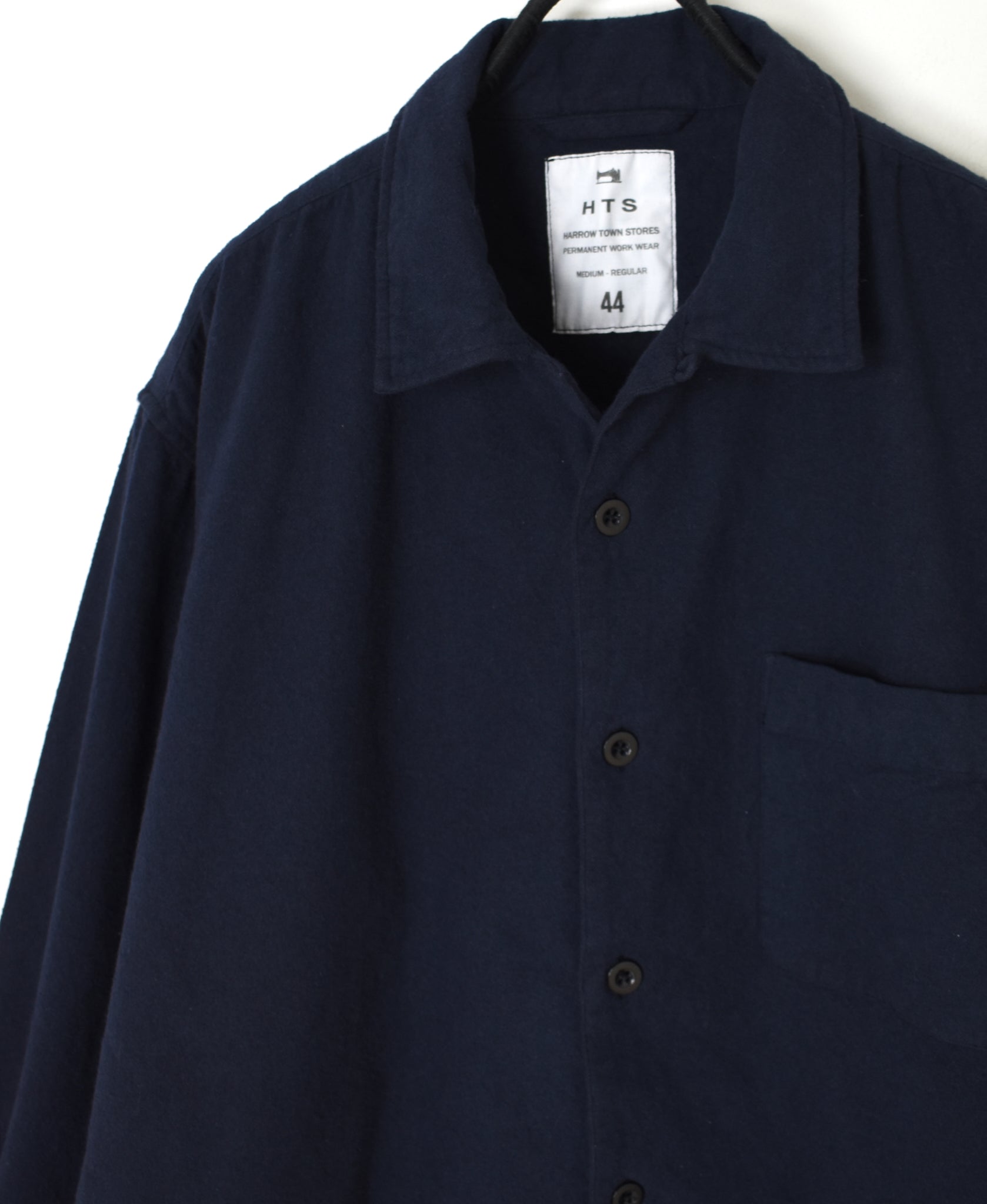 INHT2671D COTTON FLANNEL PLAIN OVERDYE ONE-UP COLLAR SHIRT