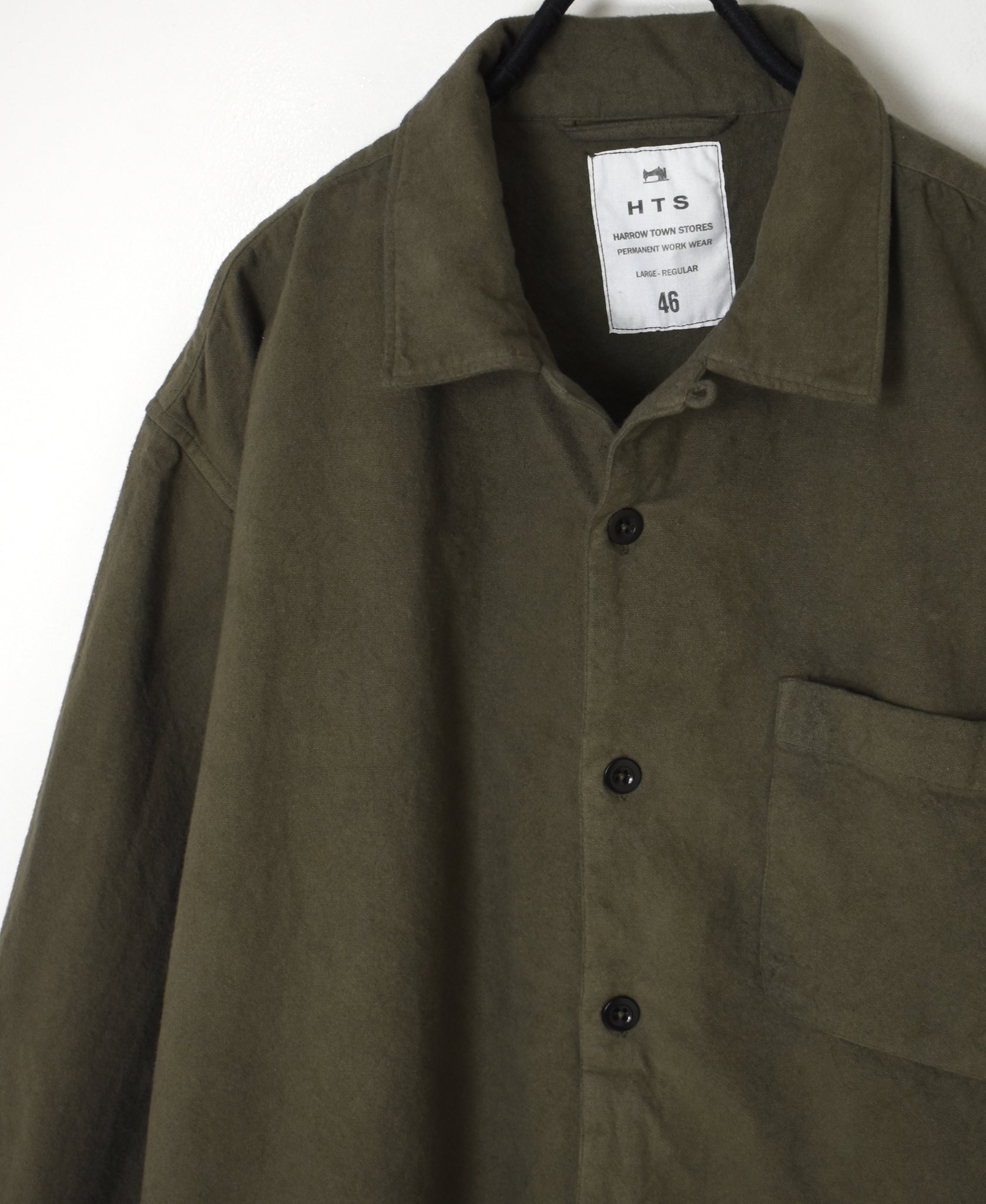 INHT2671D COTTON FLANNEL PLAIN OVERDYE ONE-UP COLLAR SHIRT