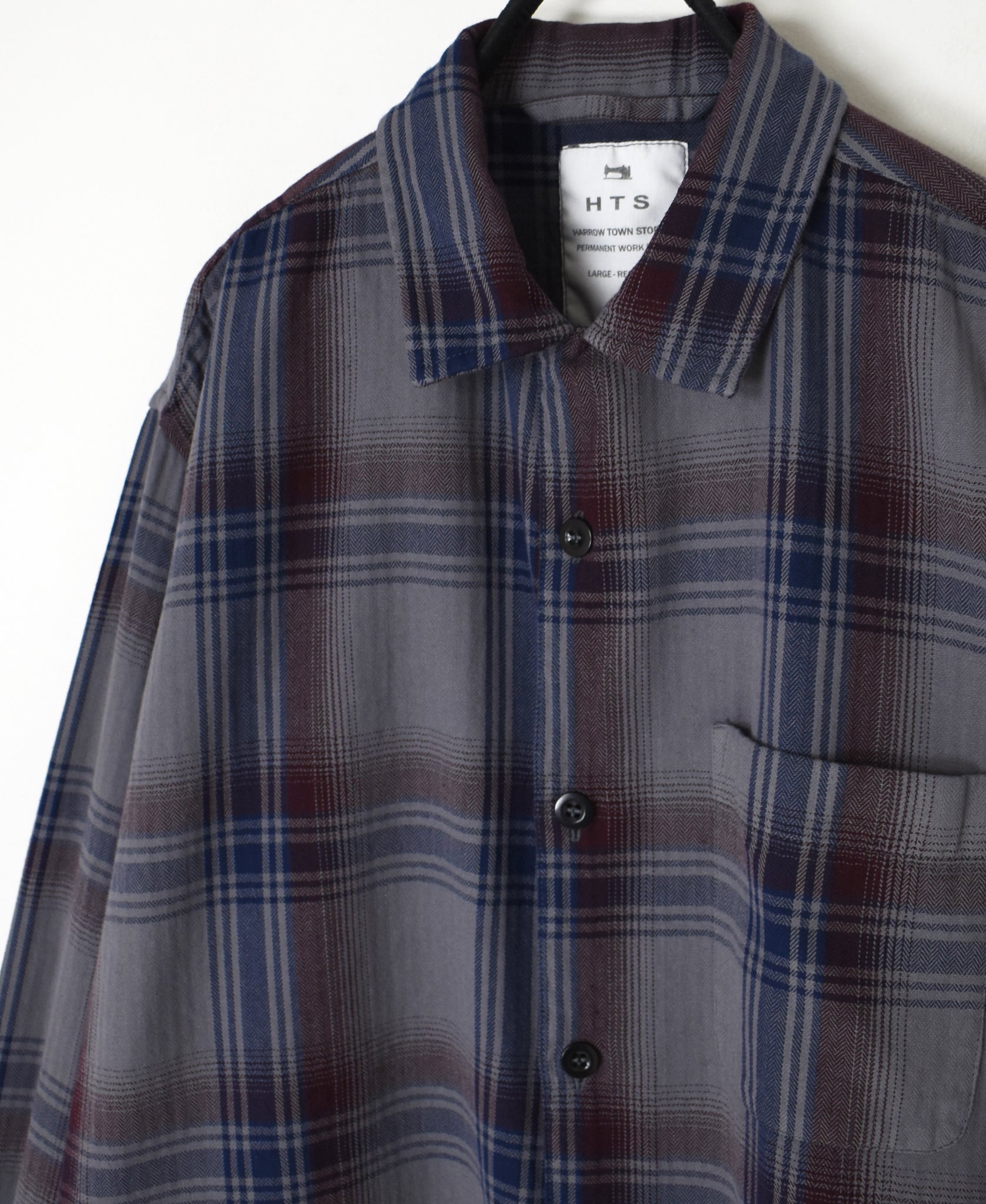 INHT2681CD COTTON CHECK OVERDYE ONE-UP COLLAR SHIRT