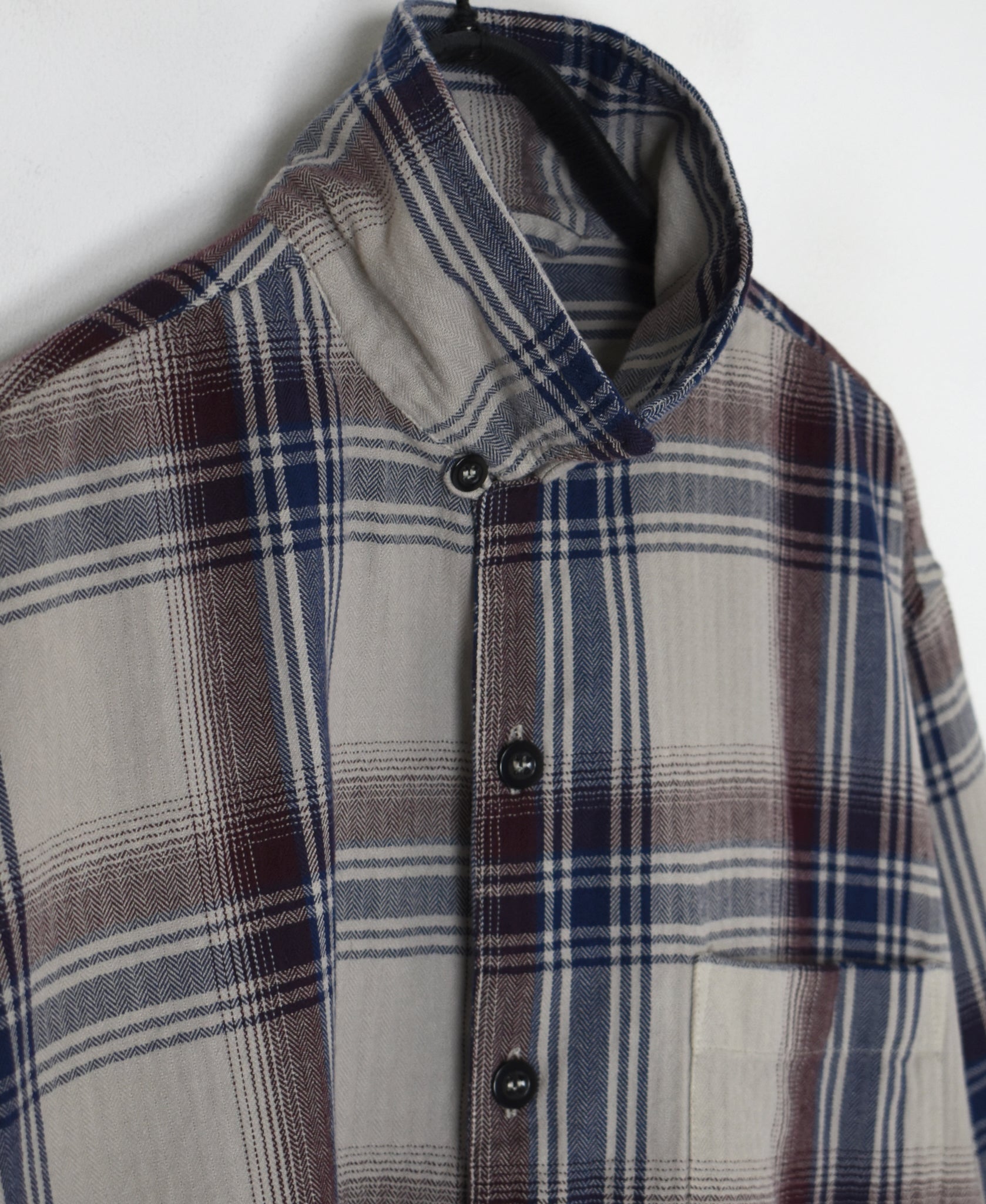 INHT2681CD COTTON CHECK OVERDYE ONE-UP COLLAR SHIRT