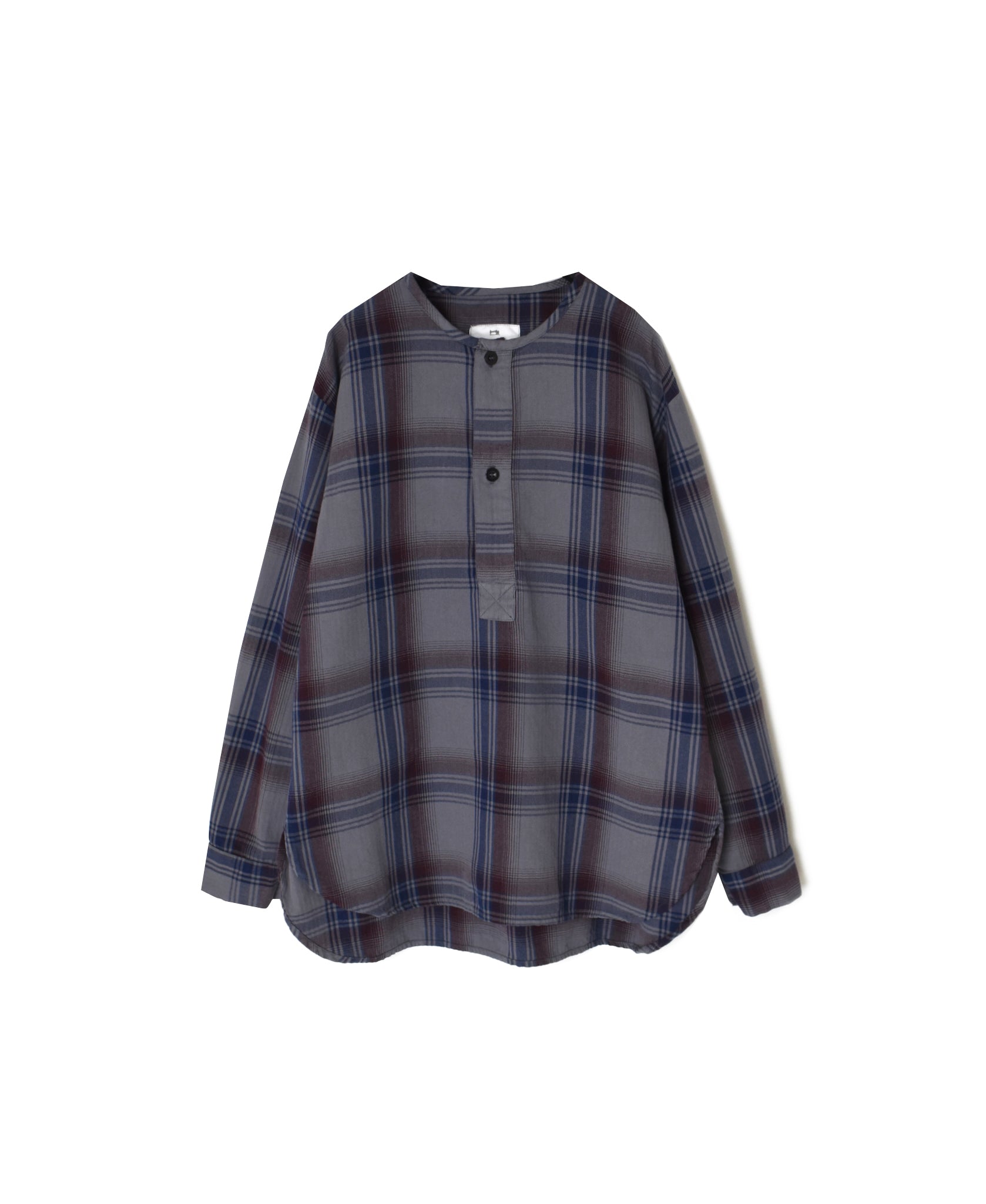 INHT2682CD COTTON CHECK OVERDYE HENLEY NECK SHIRT