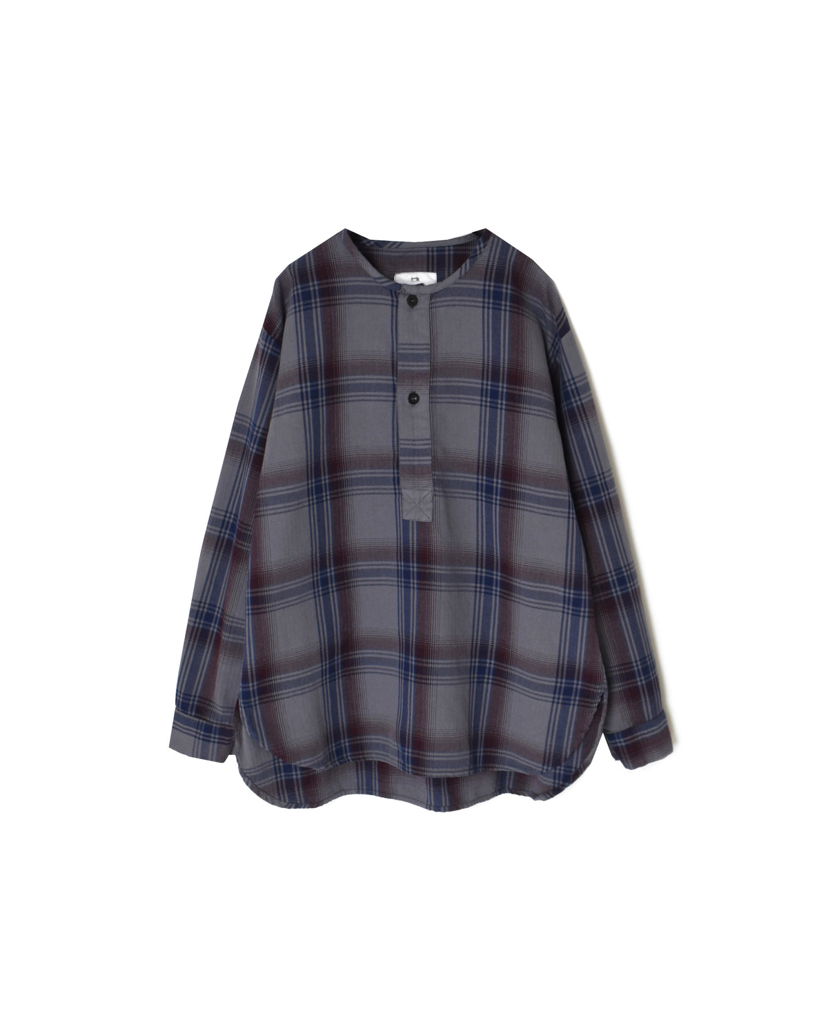 INHT2682CD COTTON CHECK OVERDYE HENLEY NECK SHIRT