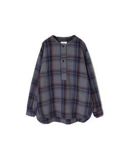 INHT2682CD COTTON CHECK OVERDYE HENLEY NECK SHIRT