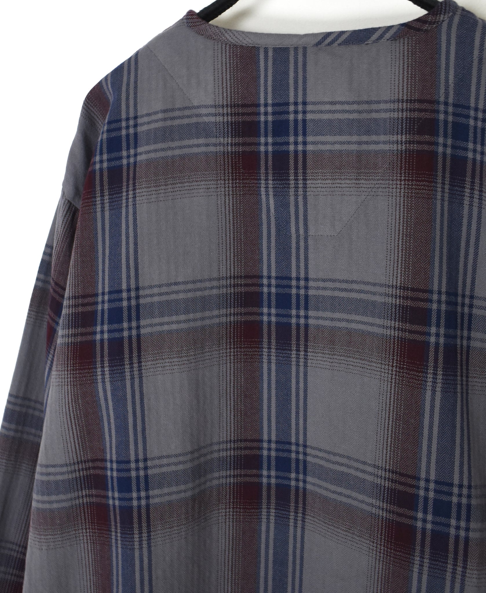 INHT2682CD COTTON CHECK OVERDYE HENLEY NECK SHIRT