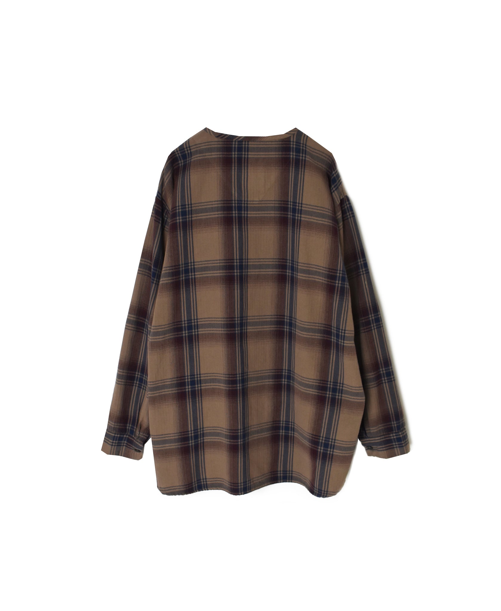INHT2682CD COTTON CHECK OVERDYE HENLEY NECK SHIRT