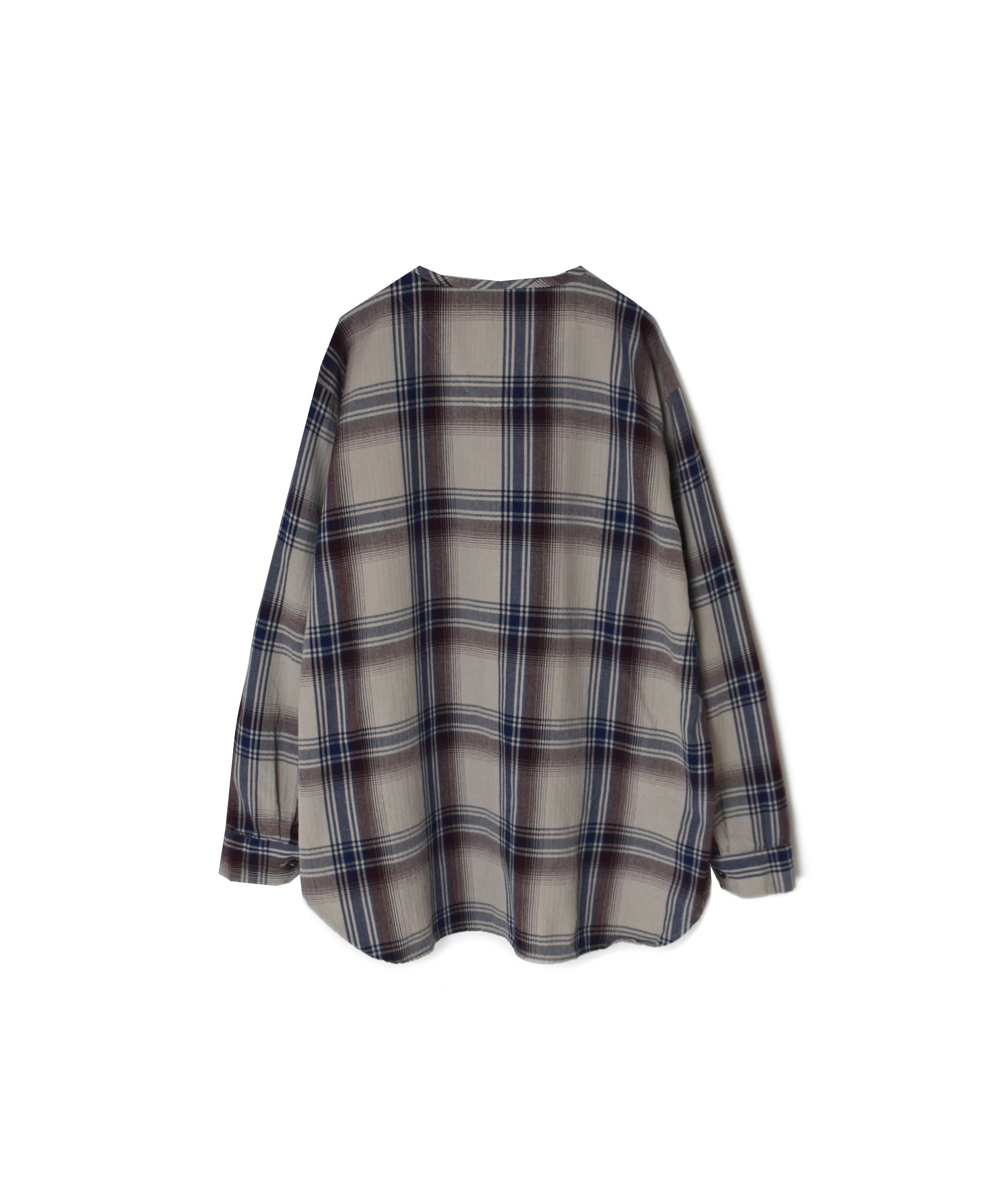 INHT2682CD COTTON CHECK OVERDYE HENLEY NECK SHIRT