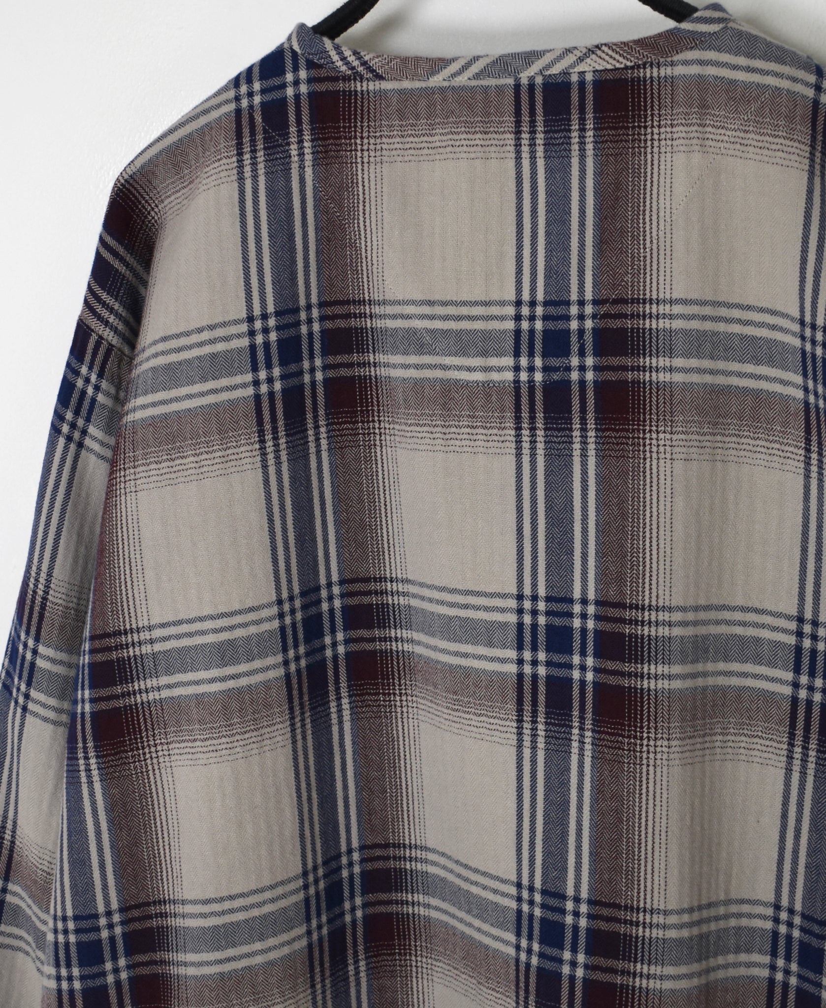 INHT2682CD COTTON CHECK OVERDYE HENLEY NECK SHIRT