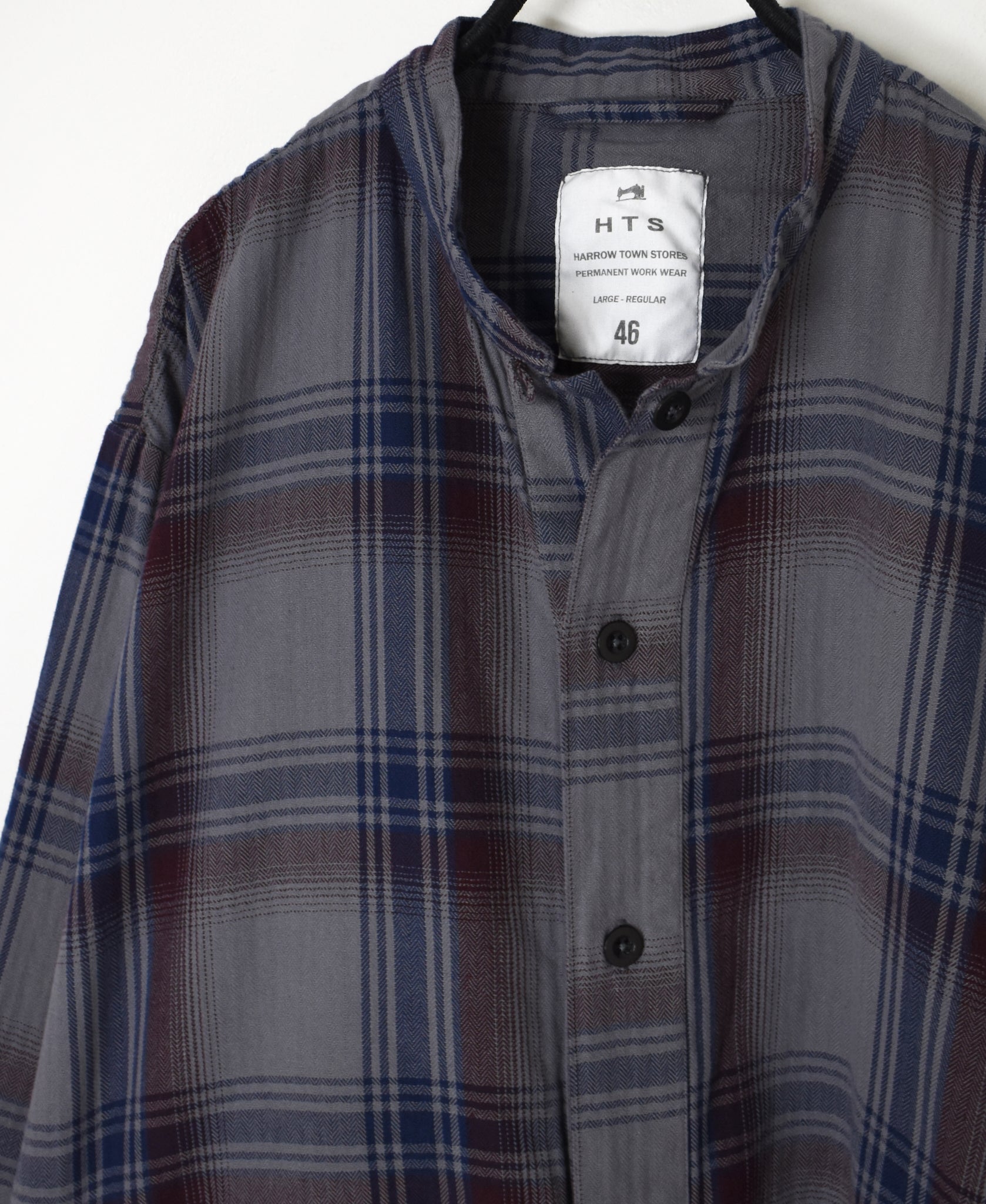 INHT2683CD COTTON CHECK OVERDYE STAND COLLAR SHIRT