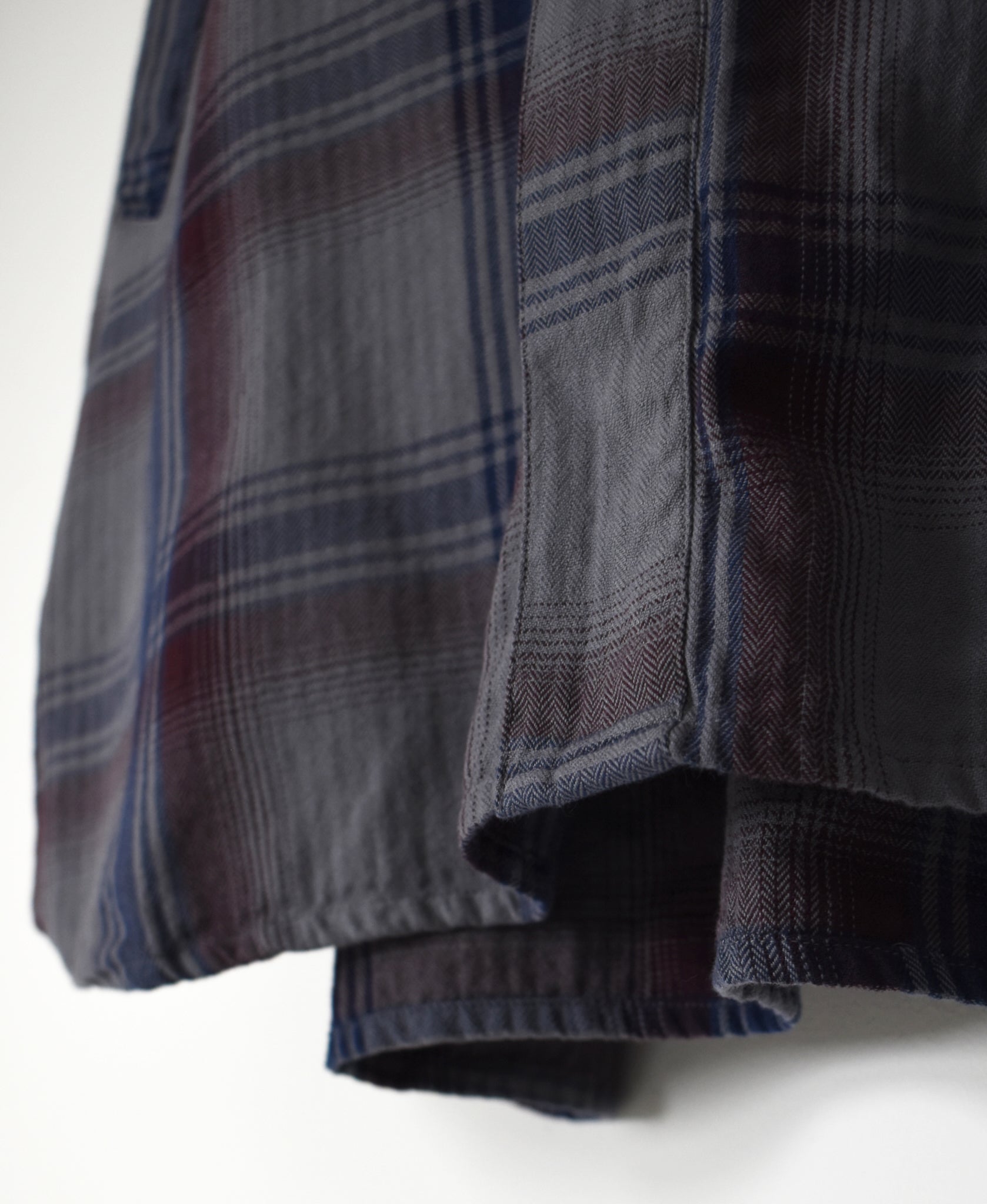 INHT2683CD COTTON CHECK OVERDYE STAND COLLAR SHIRT