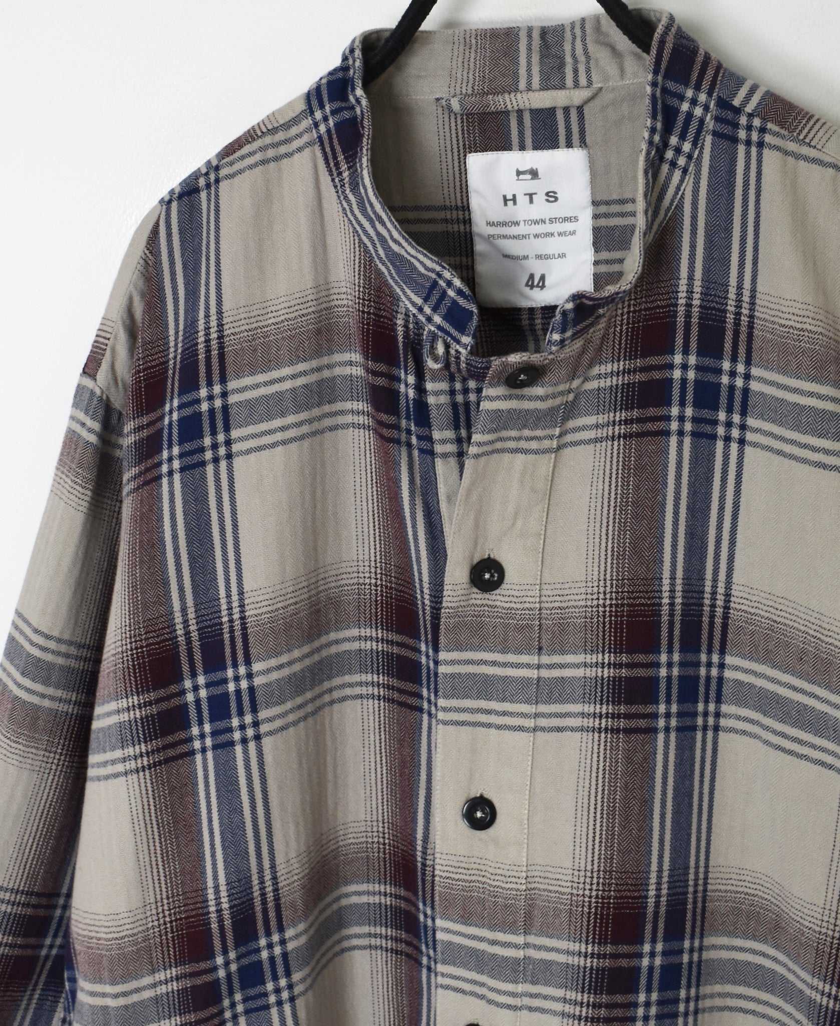 INHT2683CD COTTON CHECK OVERDYE STAND COLLAR SHIRT