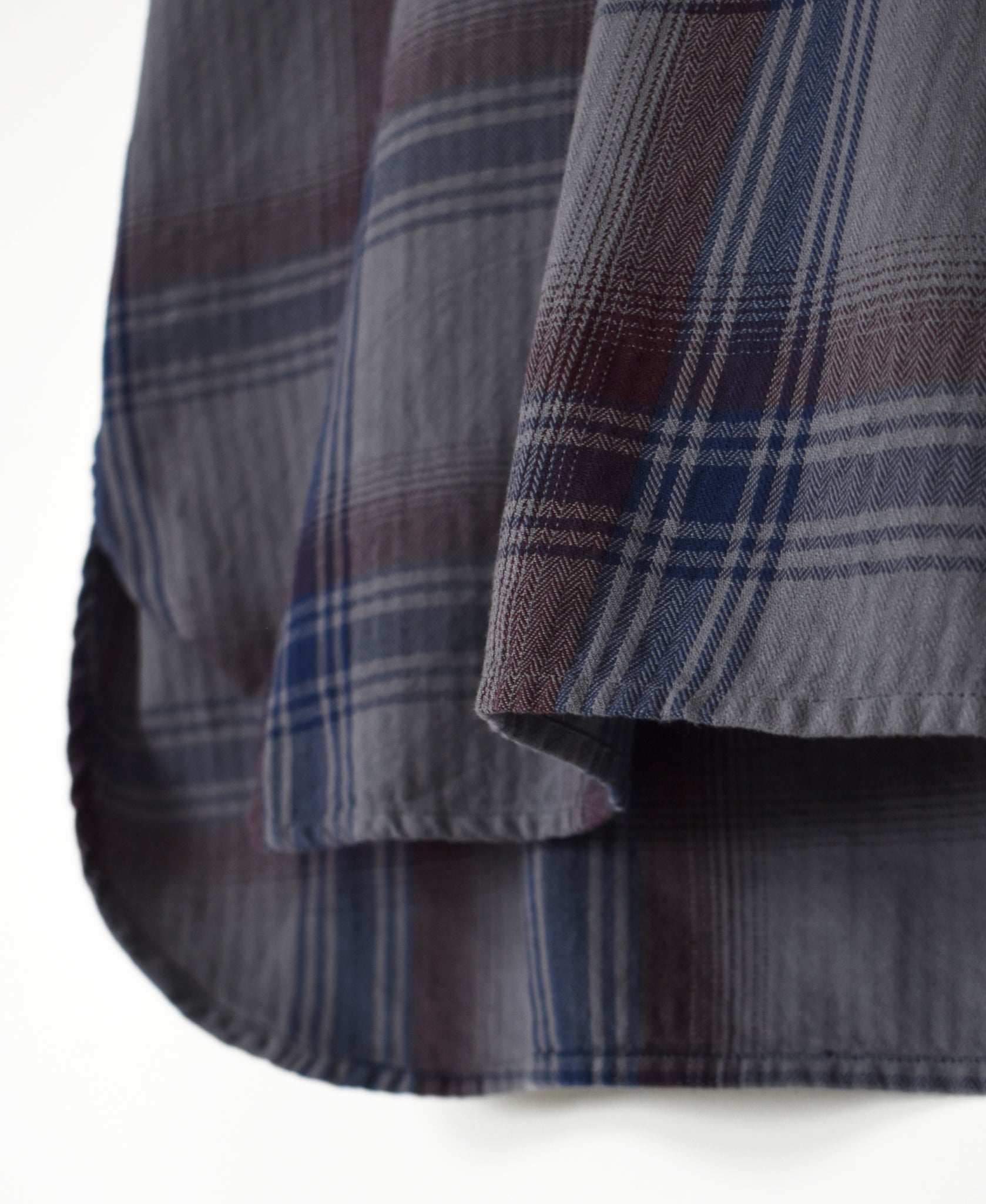 INHT2684CD COTTON CHECK OVERDYE HOODED PULLOVER SHIRT