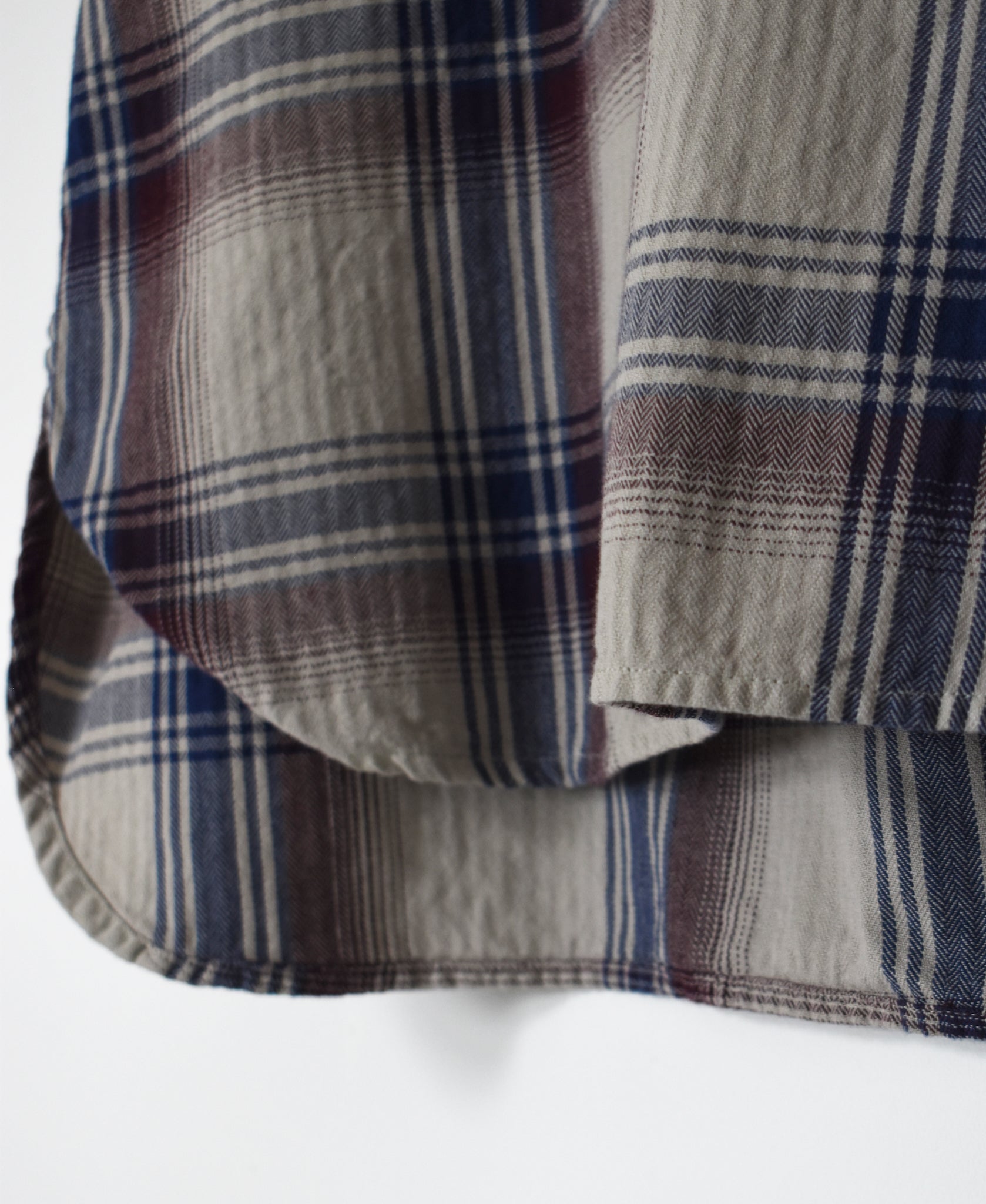 INHT2684CD COTTON CHECK OVERDYE HOODED PULLOVER SHIRT