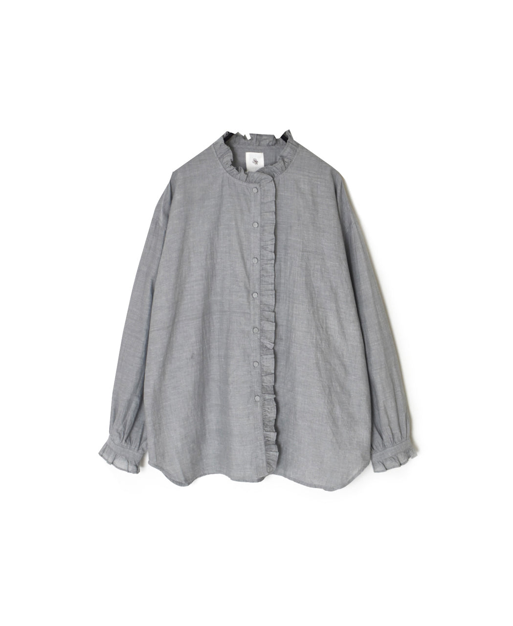 INMDS25062 HANDWOVEN YARN DYE NATURAL INDIGO CHAMBRAY FRILL COLLAR SHIRT