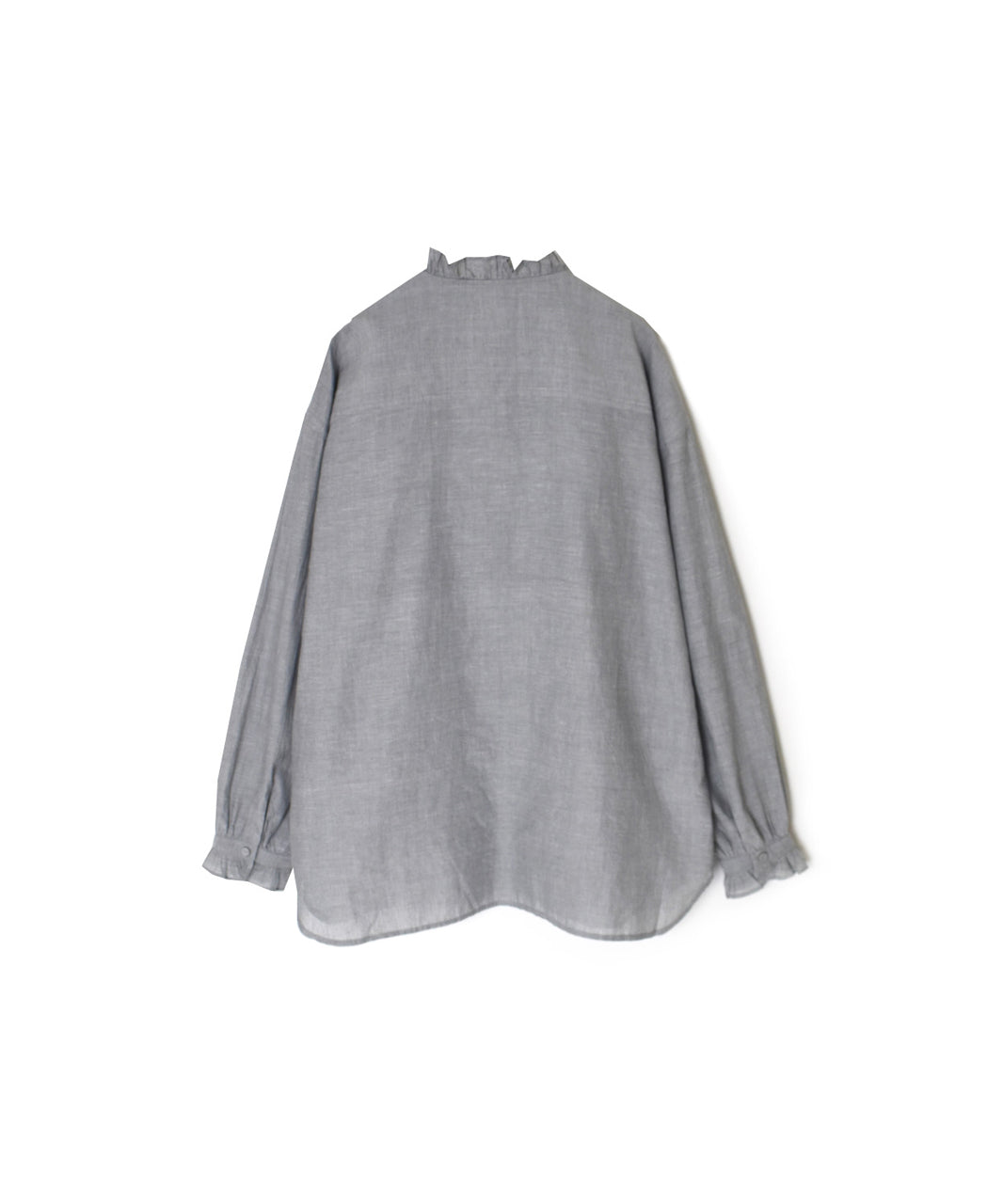 INMDS25062 HANDWOVEN YARN DYE NATURAL INDIGO CHAMBRAY FRILL COLLAR SHIRT