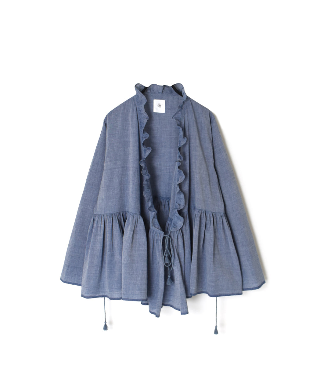 INMDS25065 HANDWOVEN YARN DYE NATURAL INDIGO CHAMBRAY FRILL CACHE COEUR