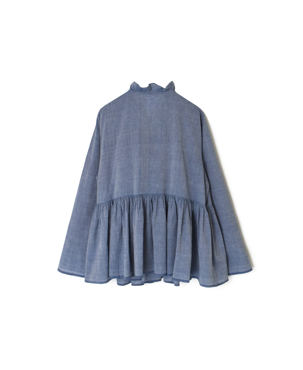 INMDS25065 HANDWOVEN YARN DYE NATURAL INDIGO CHAMBRAY FRILL CACHE COEUR