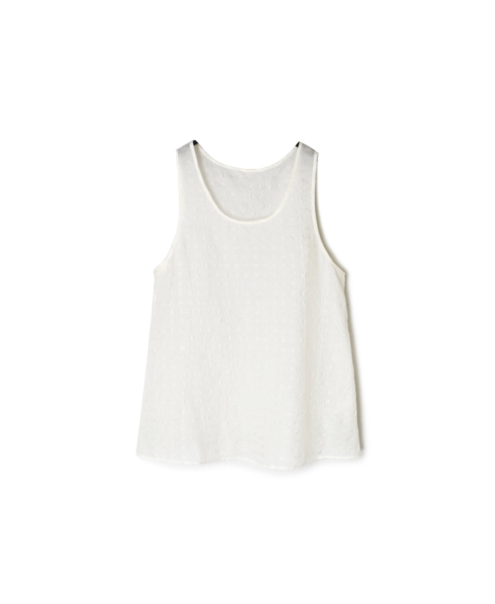 INMDS25081 HANDWOVEN COTTON SILK CHECK U-NECK TANK TOP