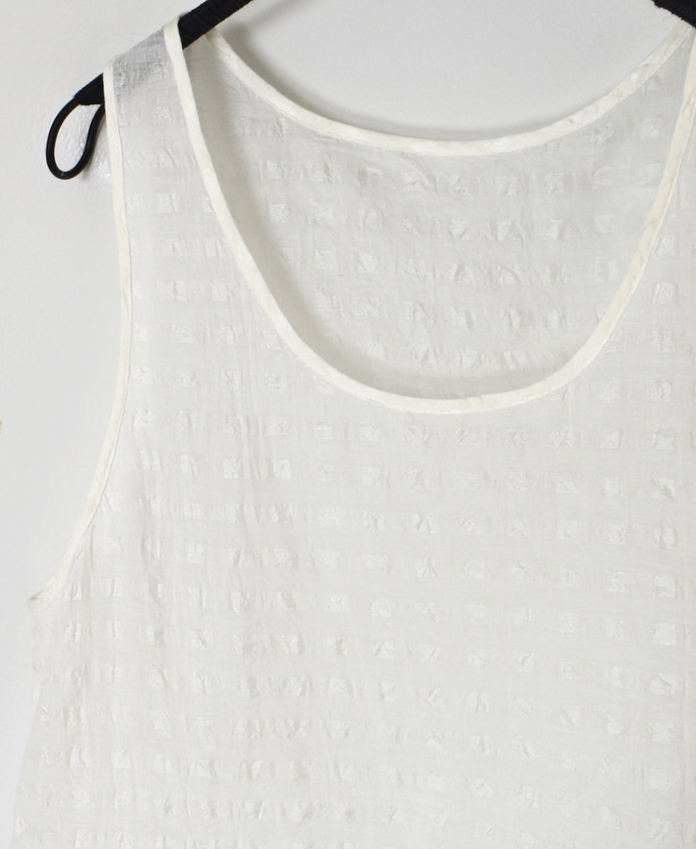 INMDS25081 HANDWOVEN COTTON SILK CHECK U-NECK TANK TOP
