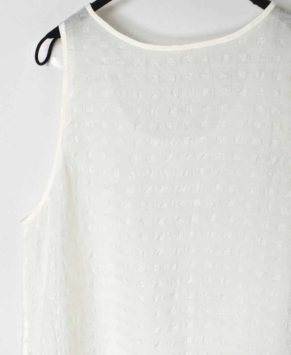 INMDS25081 HANDWOVEN COTTON SILK CHECK U-NECK TANK TOP