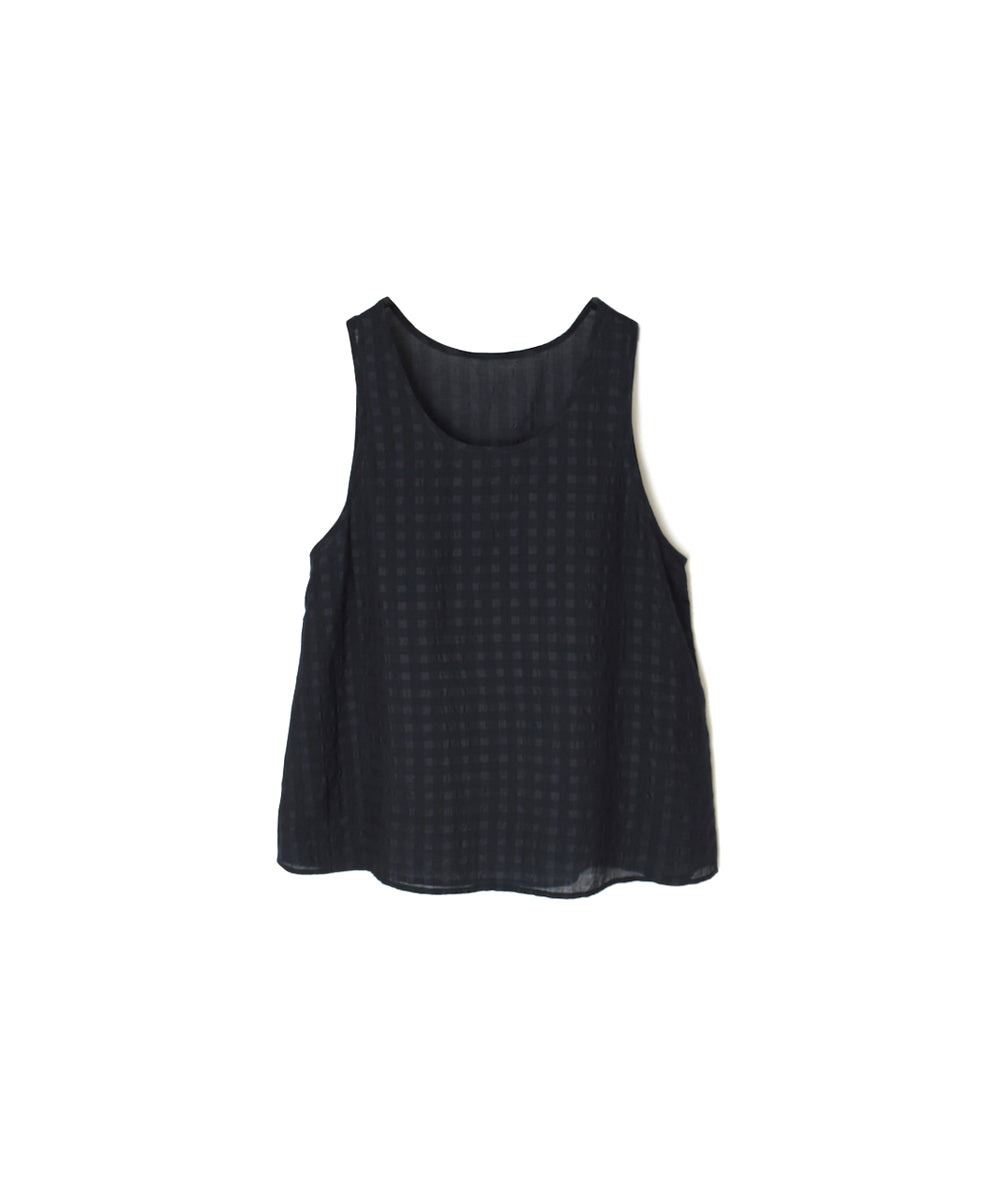 INMDS25081 HANDWOVEN COTTON SILK CHECK U-NECK TANK TOP