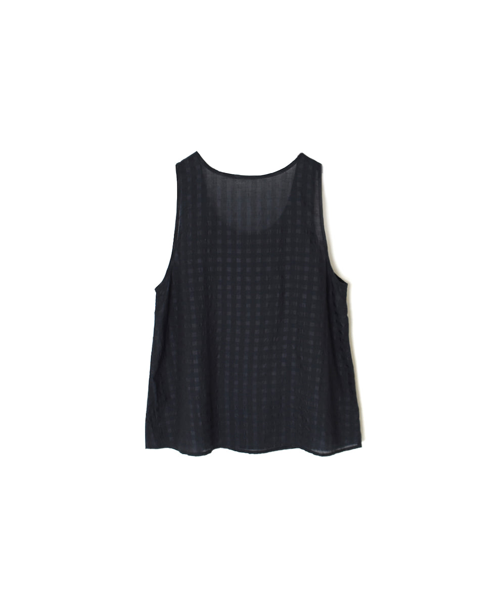 INMDS25081 HANDWOVEN COTTON SILK CHECK U-NECK TANK TOP