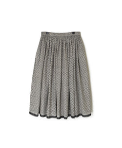 INMDS25105 80s VOILE TRIANGLE BLOCK PRINT GATHERED SKIRT