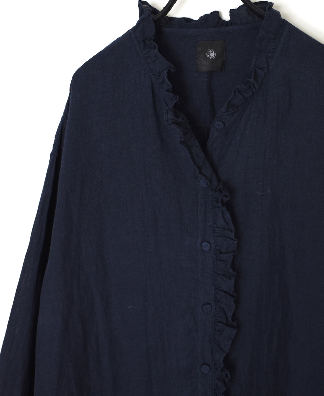 INMDS26002D 60s AUTOLOOM LINEN PLAIN OVERDYE FRILL COLLAR LONG SHIRTS
