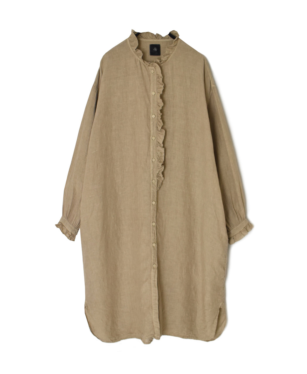 INMDS26002D 60s AUTOLOOM LINEN PLAIN OVERDYE FRILL COLLAR LONG SHIRTS