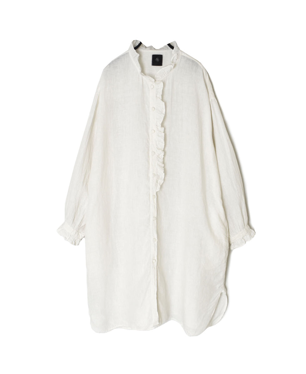 INMDS26002D 60s AUTOLOOM LINEN PLAIN OVERDYE FRILL COLLAR LONG SHIRTS