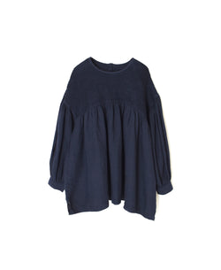 INMDS26003D 60s AUTOLOOM LINEN PLAIN OVERDYE BACK OPENING PULLOVER WITH MINI PINTUCK