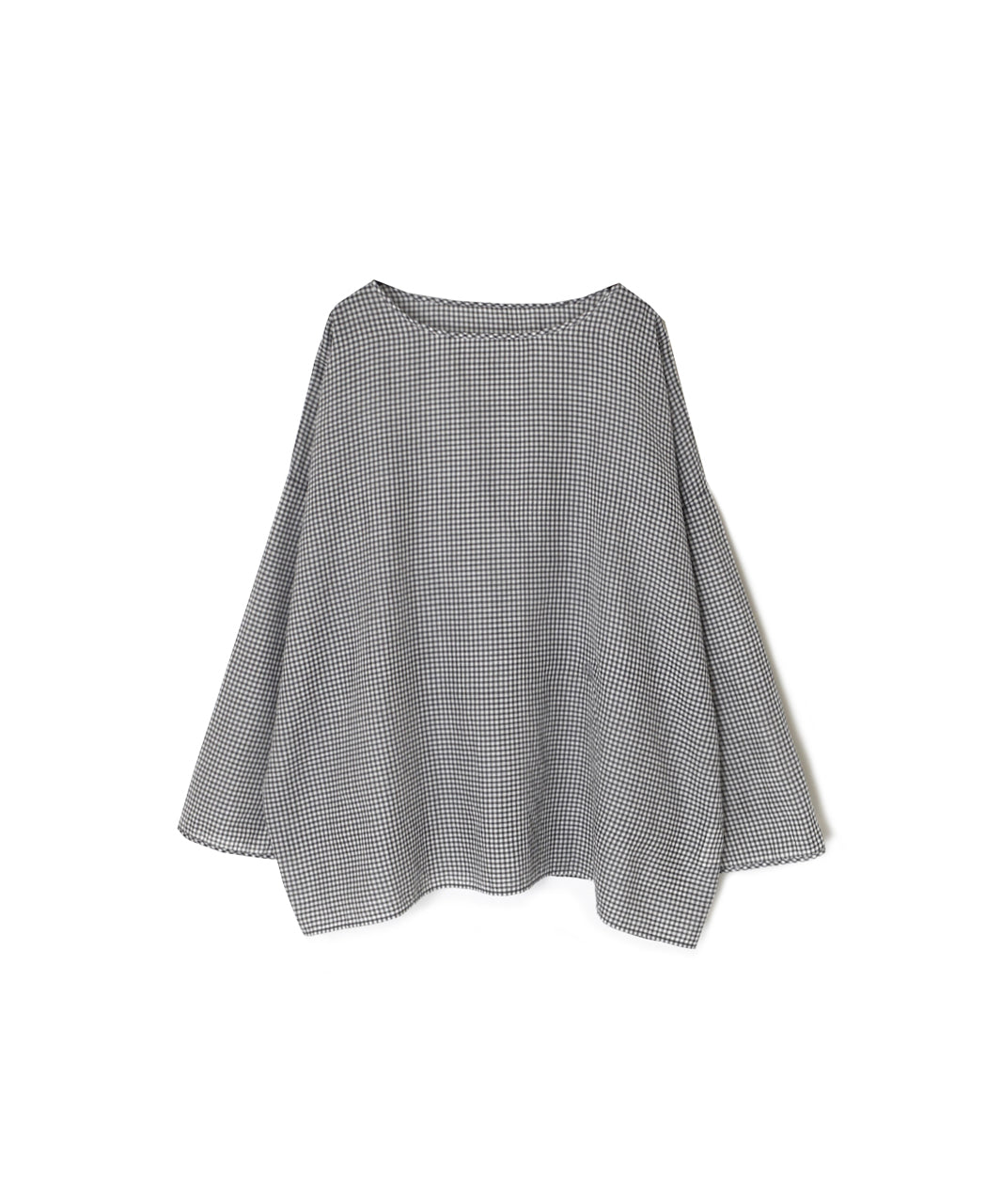 INMDS26022 HANDWOVEN COTTON/SILK SMALL GINGHAM CHECK DROP SHOULDER SMOCK