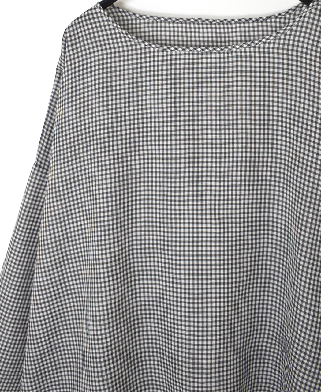 INMDS26022 HANDWOVEN COTTON/SILK SMALL GINGHAM CHECK DROP SHOULDER SMOCK