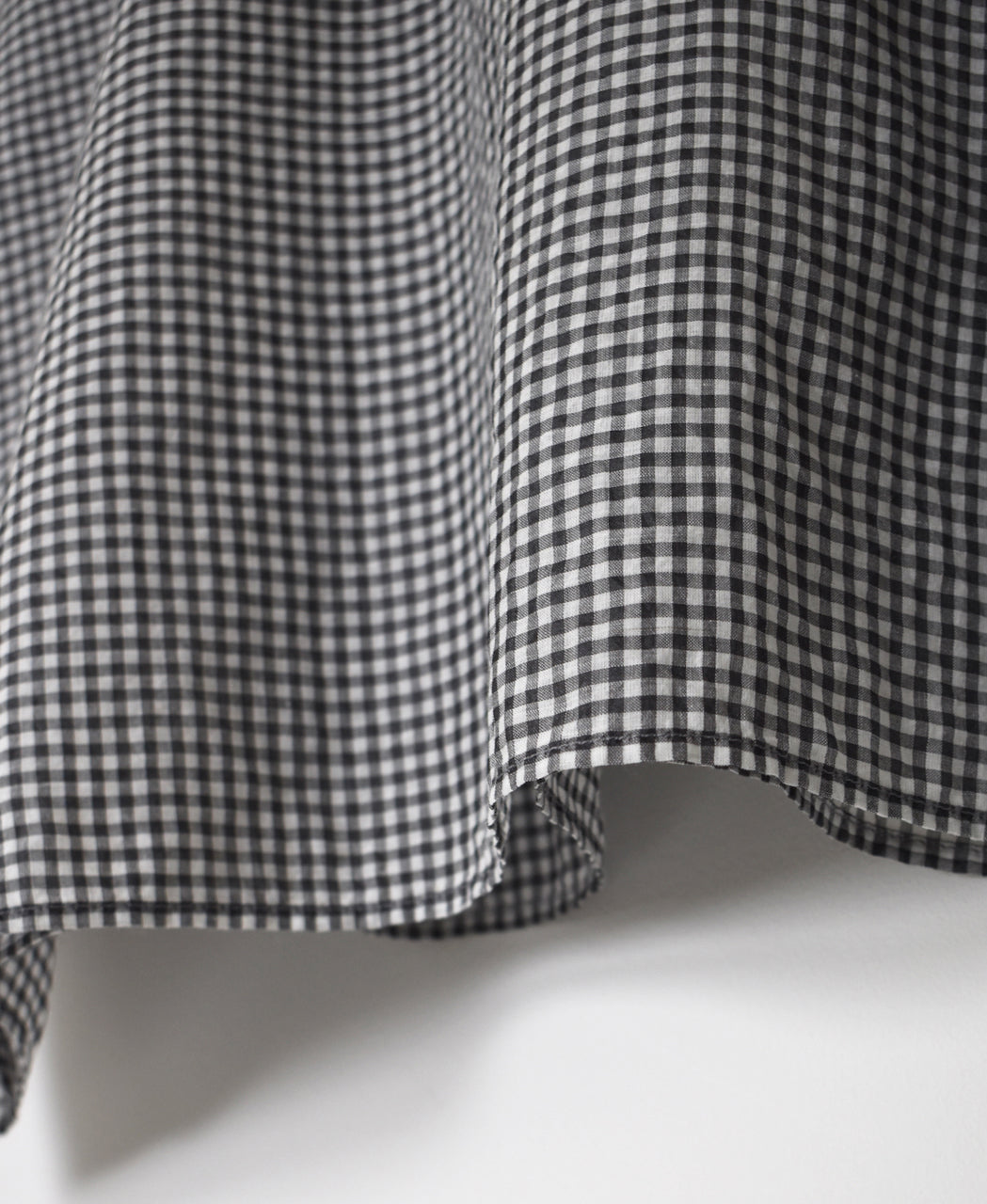 INMDS26022 HANDWOVEN COTTON/SILK SMALL GINGHAM CHECK DROP SHOULDER SMOCK
