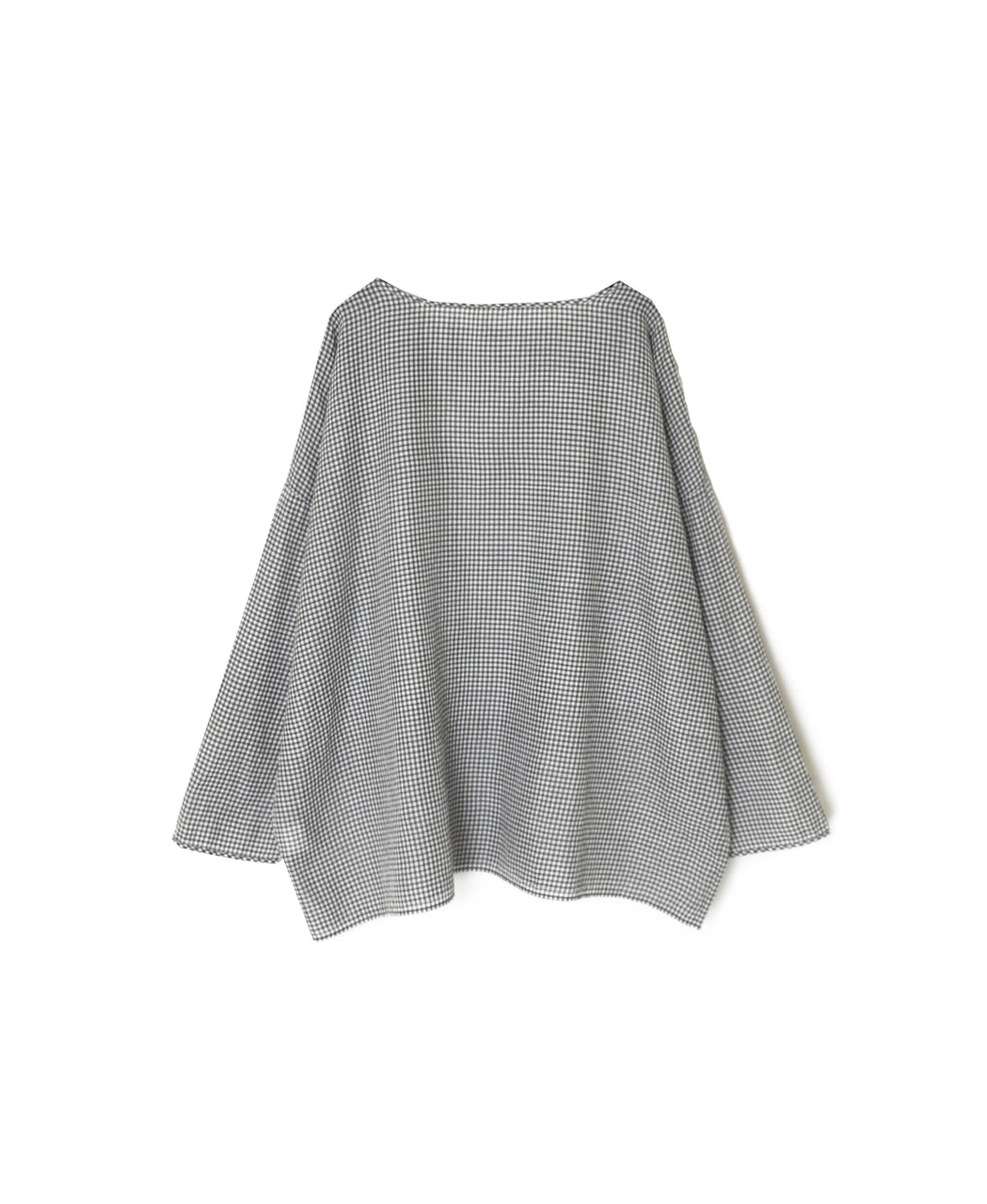 INMDS26022 HANDWOVEN COTTON/SILK SMALL GINGHAM CHECK DROP SHOULDER SMOCK