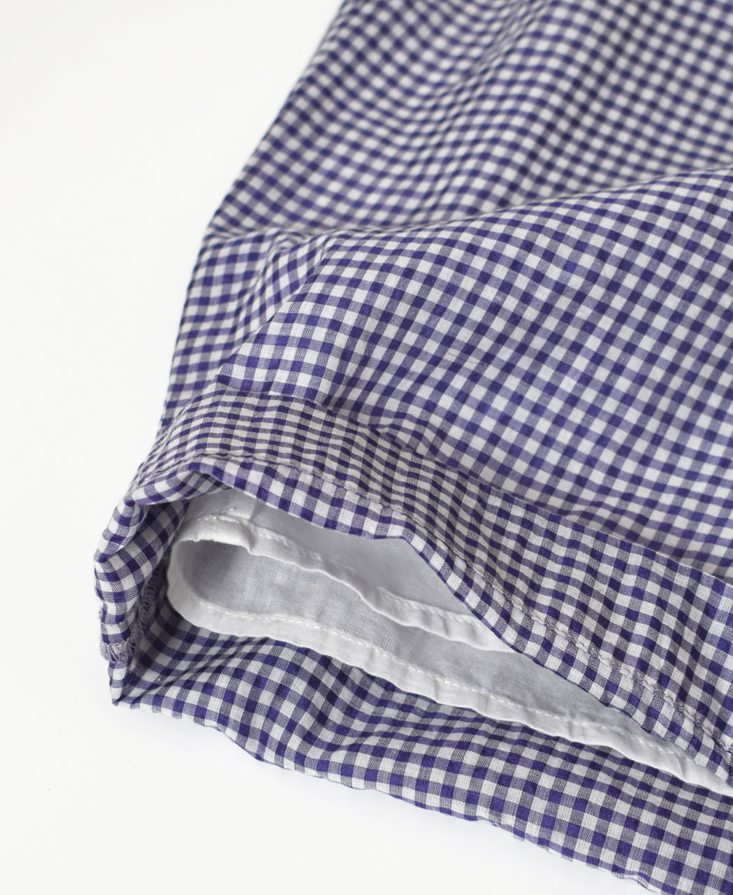 INMDS26025 HANDWOVEN COTTON/SILK SMALL GINGHAM CHECK 2 TUCK TAPERED EASY PANTS