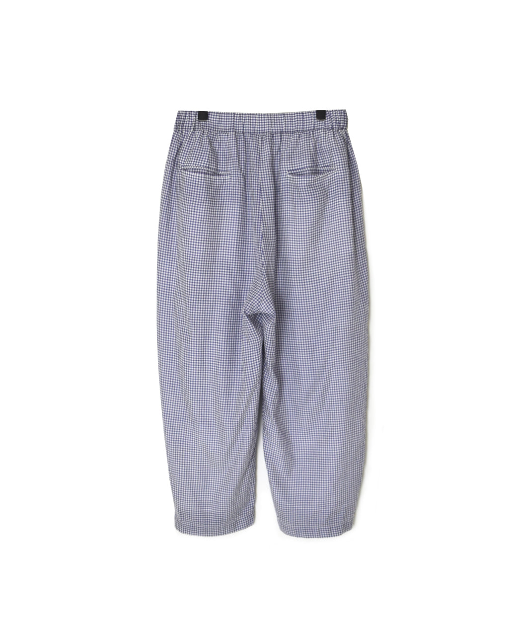 INMDS26025 HANDWOVEN COTTON/SILK SMALL GINGHAM CHECK 2 TUCK TAPERED EASY PANTS