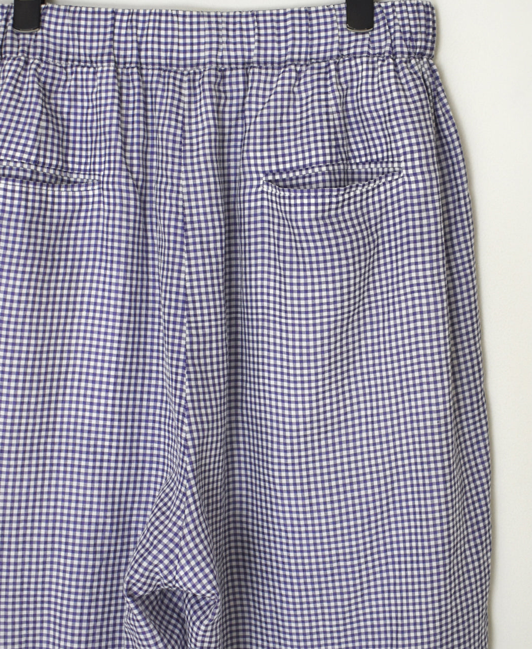 INMDS26025 HANDWOVEN COTTON/SILK SMALL GINGHAM CHECK 2 TUCK TAPERED EASY PANTS