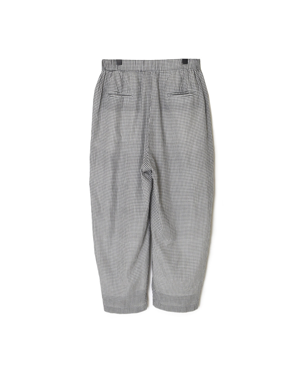 INMDS26025 HANDWOVEN COTTON/SILK SMALL GINGHAM CHECK 2 TUCK TAPERED EASY PANTS