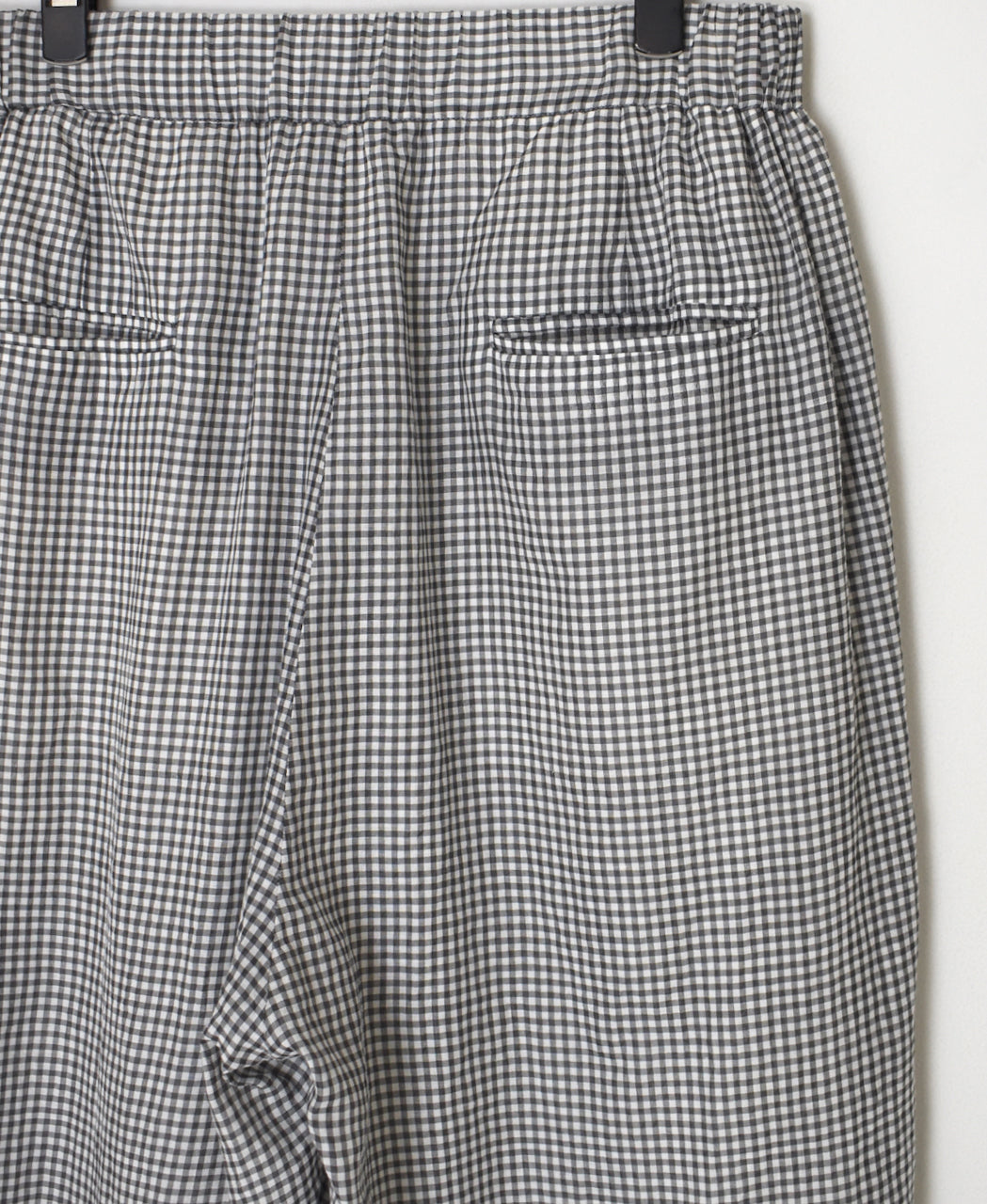 INMDS26025 HANDWOVEN COTTON/SILK SMALL GINGHAM CHECK 2 TUCK TAPERED EASY PANTS
