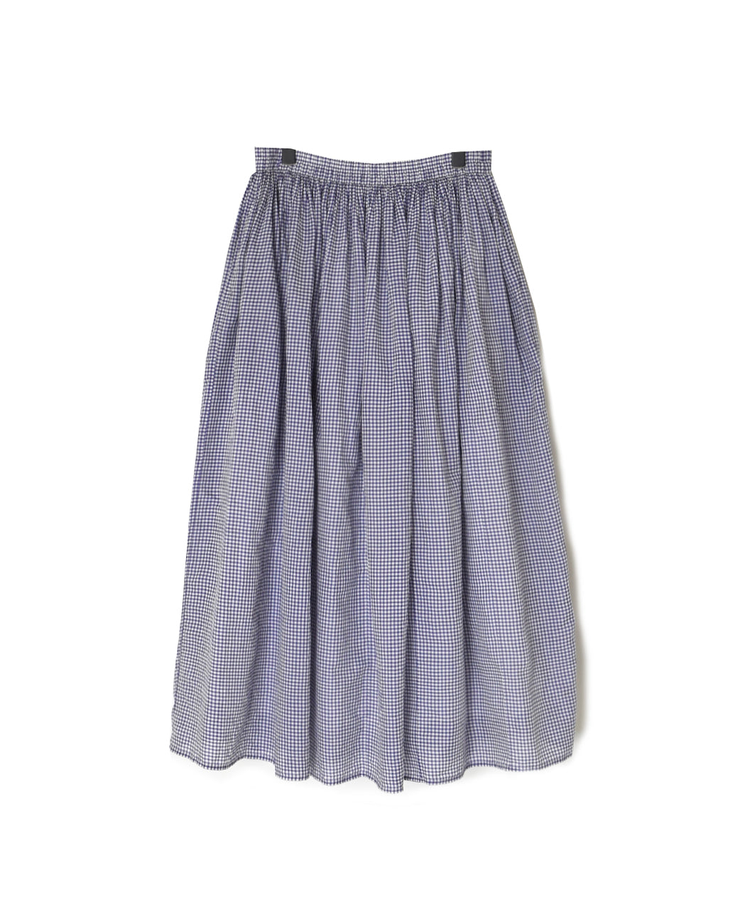 INMDS26026 HANDWOVEN COTTON/SILK SMALL GINGHAM CHECK GATHERED SKIRT
