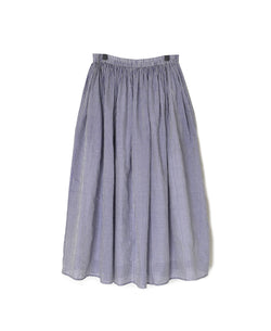 INMDS26026 HANDWOVEN COTTON/SILK SMALL GINGHAM CHECK GATHERED SKIRT