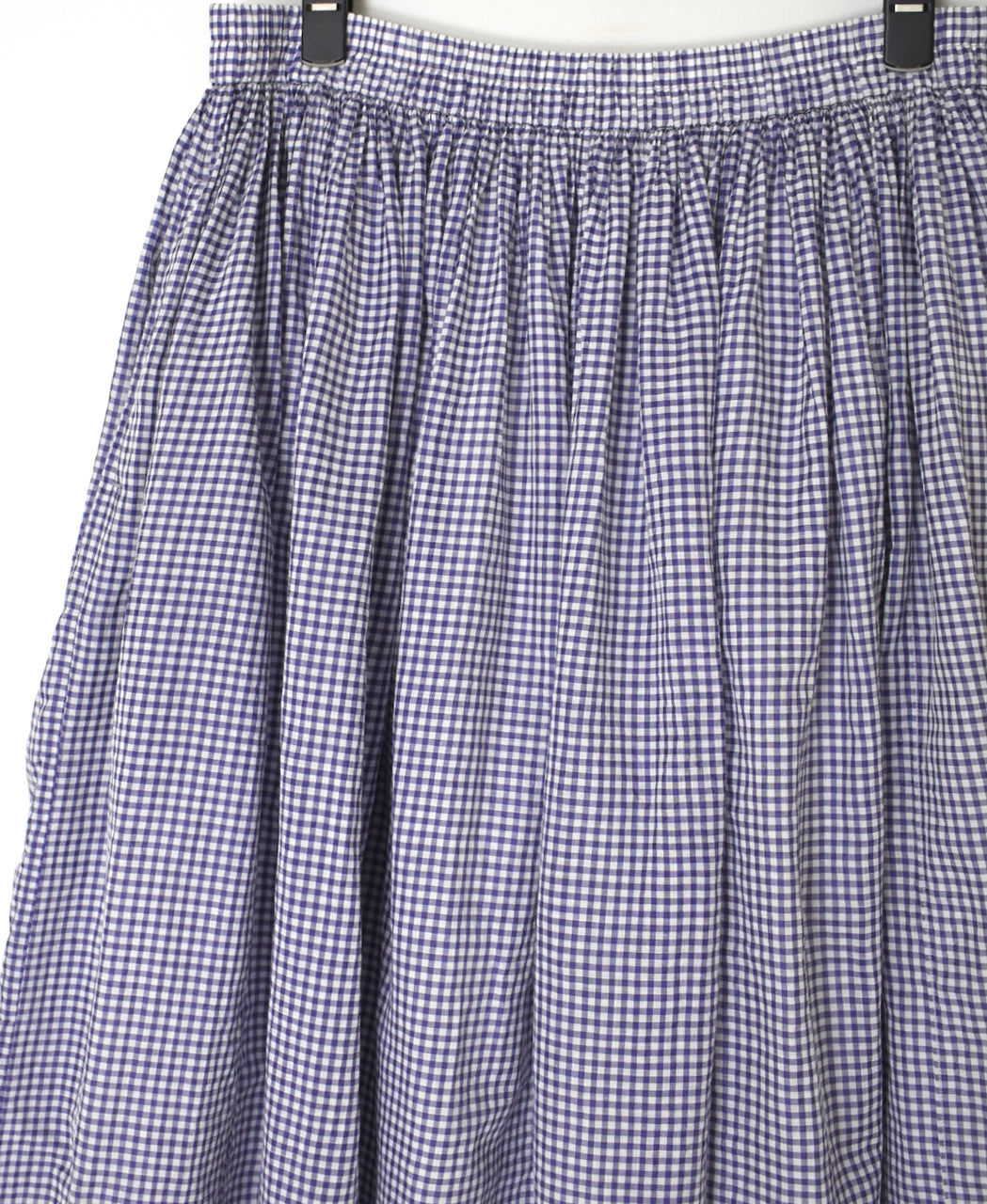 INMDS26026 HANDWOVEN COTTON/SILK SMALL GINGHAM CHECK GATHERED SKIRT
