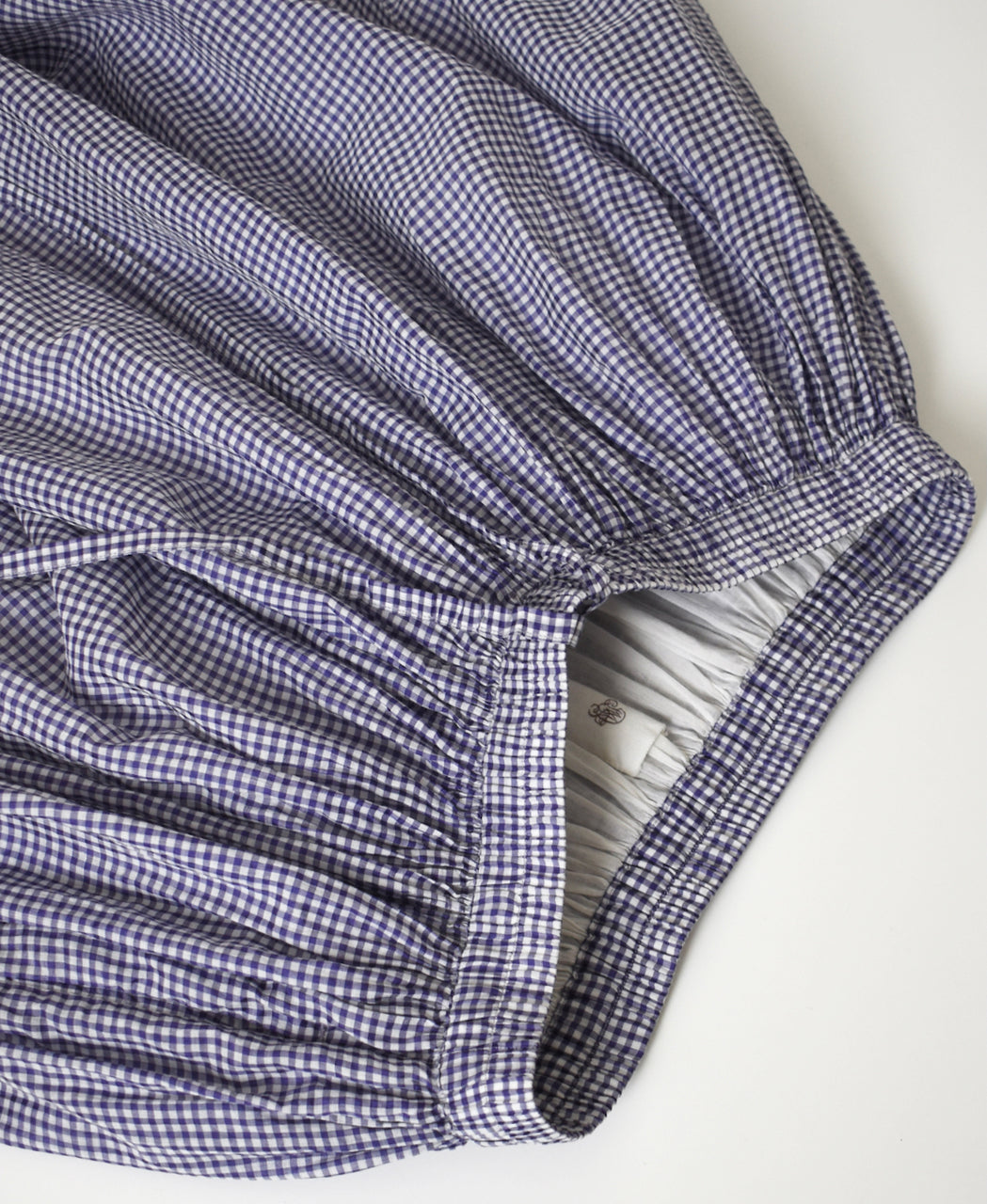 INMDS26026 HANDWOVEN COTTON/SILK SMALL GINGHAM CHECK GATHERED SKIRT