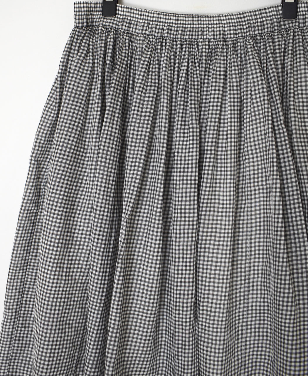 INMDS26026 HANDWOVEN COTTON/SILK SMALL GINGHAM CHECK GATHERED SKIRT