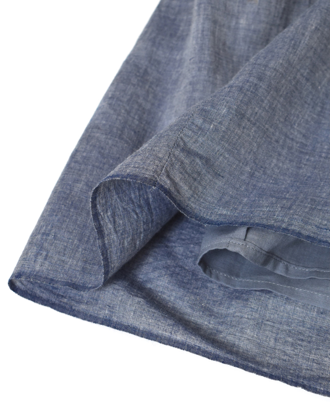 INMDS26043 HANDWOVEN YARN DYE CHAMBRAY PINTUCK FLARED SKIRT