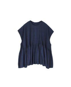 INMDS26053 HANDWOVEN COTTON HAKEME CREW NECK FRENCH/SL SHIRTS WITH PINTUCK
