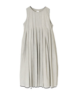 INMDS26063 HANDWOVEN COTTON STRIPE INVERTED PLEAT NO/SL PULLOVER DRESS