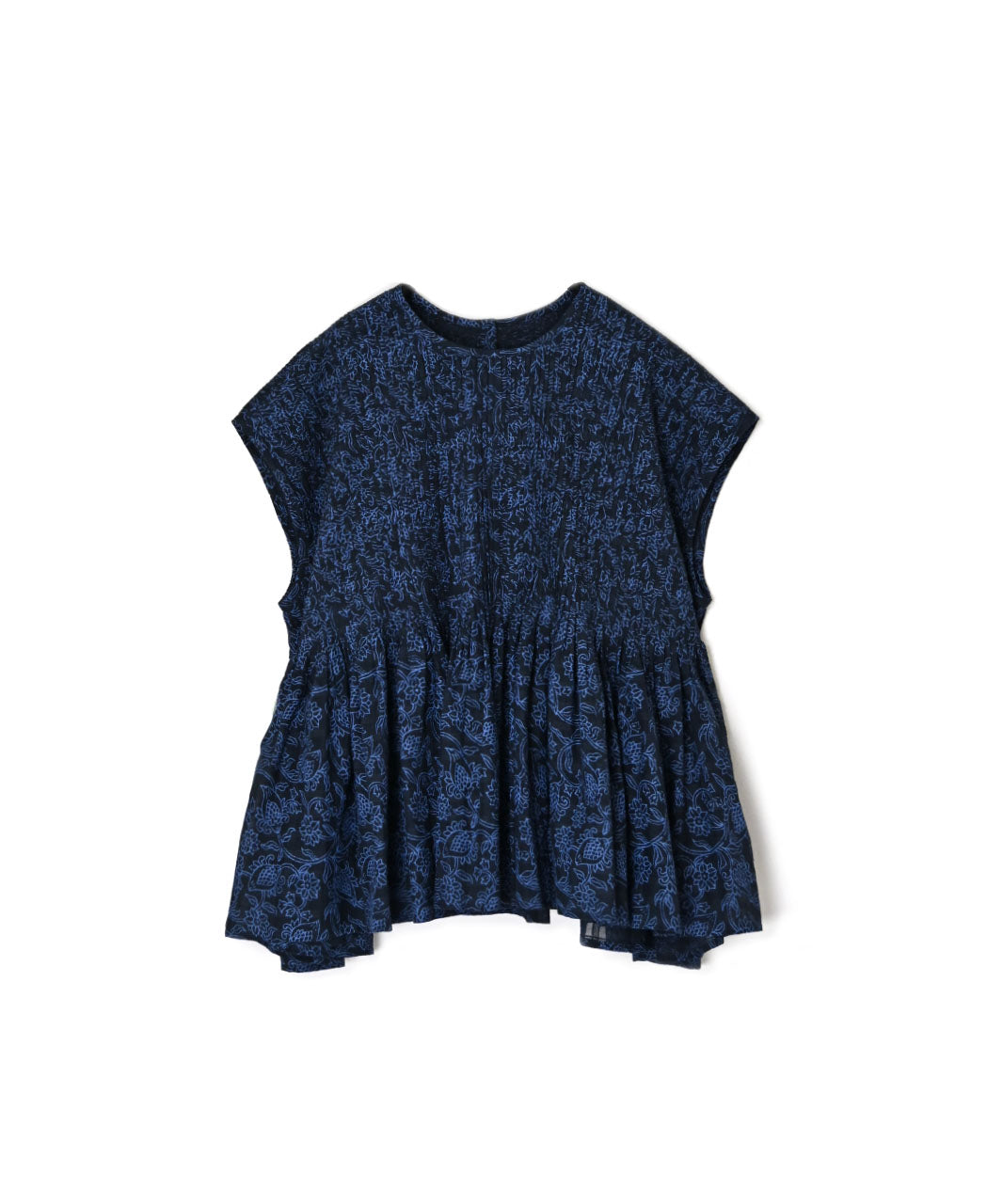 INMDS26096 POWER LOOM COTTON DOBIE CHECK FLOWER HAND SCREEN PRINT CREW-NECK FRENCH/SL SHIRTS