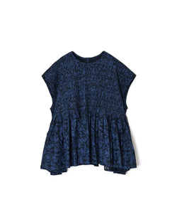 INMDS26096 POWER LOOM COTTON DOBIE CHECK FLOWER HAND SCREEN PRINT CREW-NECK FRENCH/SL SHIRTS