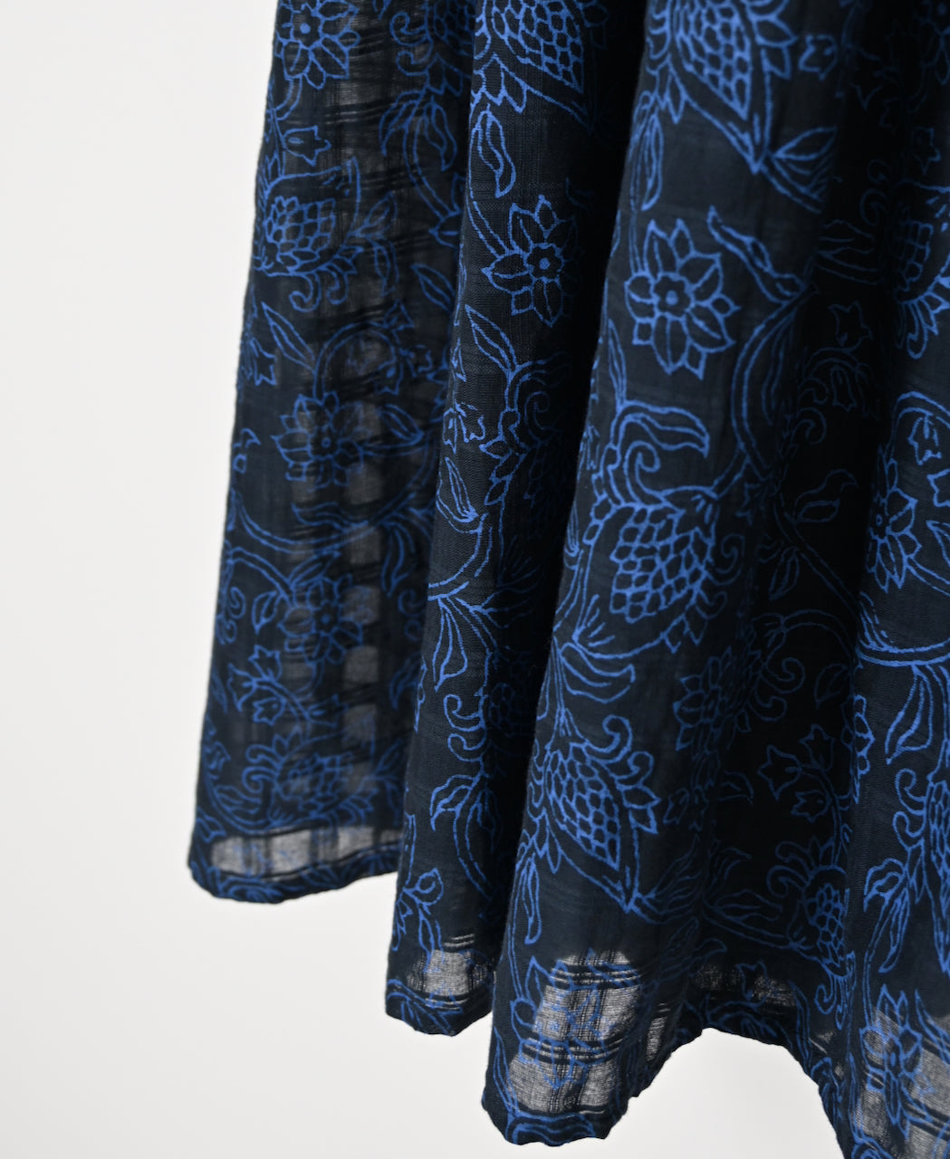 INMDS26097 POWER LOOM COTTON DOBIE CHECK FLOWER HAND SCREEN PRINT V-NECK FR/SL PULLOVER DRESS